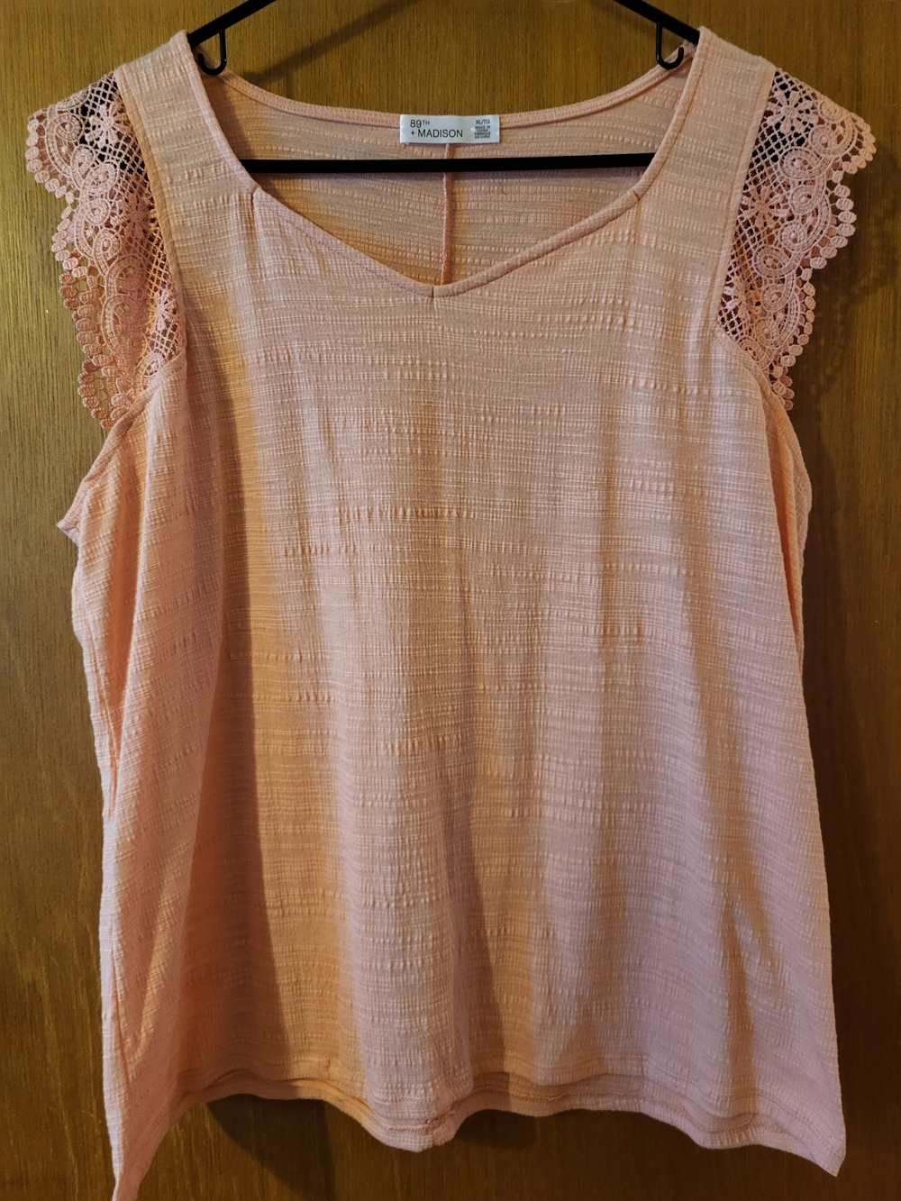 Madison Women's Peach Lace Sleeve Blouse